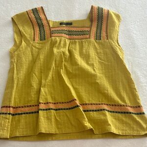 THML Mustard and Coral Embroidered Blouse